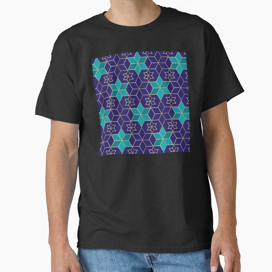 Hanukkah Jewish Star Geometric Pattern in Blue Contemporary by DEC02