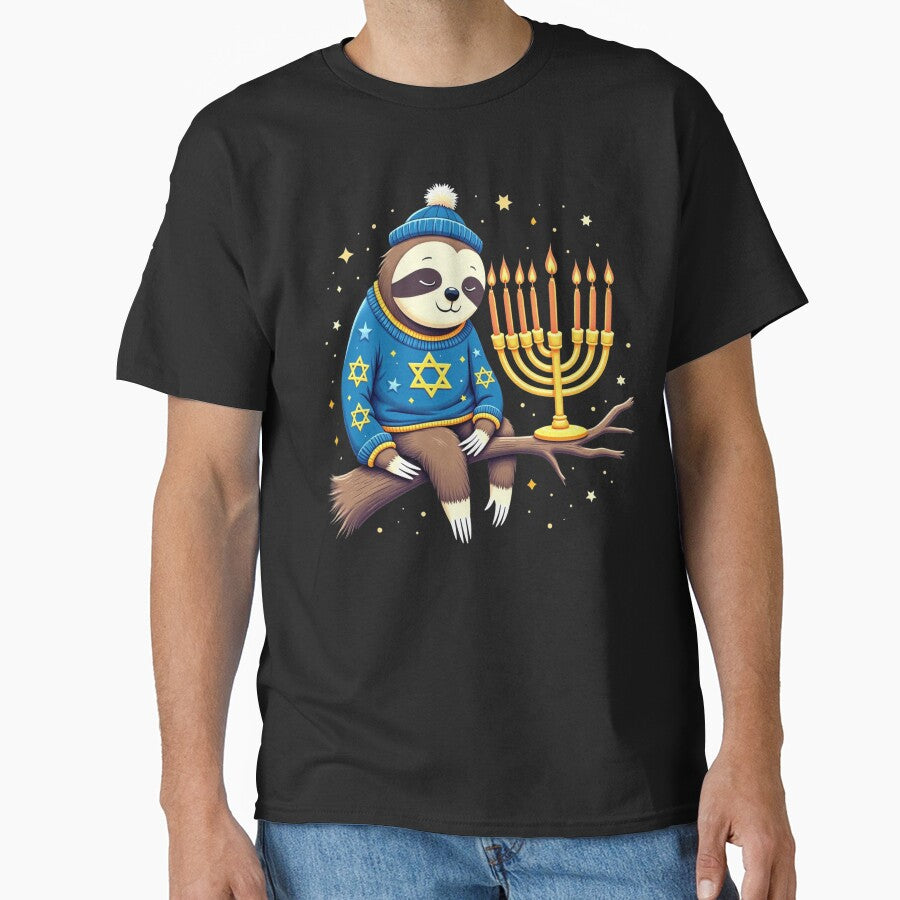Funny Hanukkah Sloth Jewish Chanukah Sleeping Hanukkah PJs by yassinemouhadi