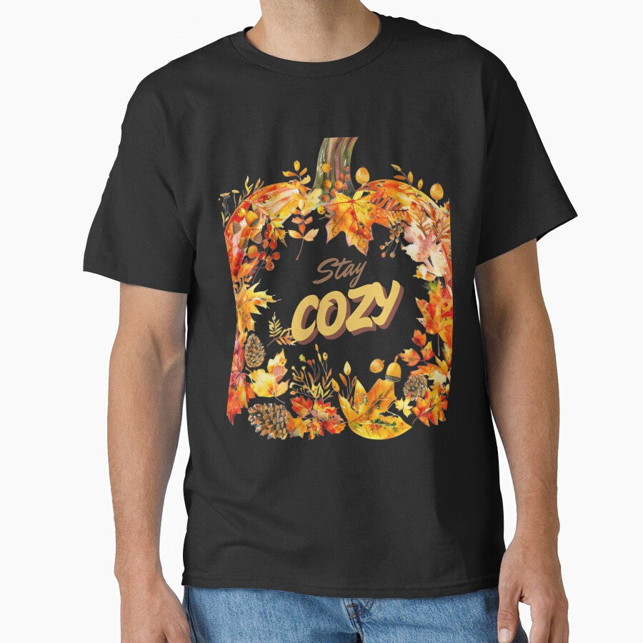 Stay Cozy Pumpkin Watercolor | Fall Hygge Pumpkin Spice Illustration by Ela-graphicwiz