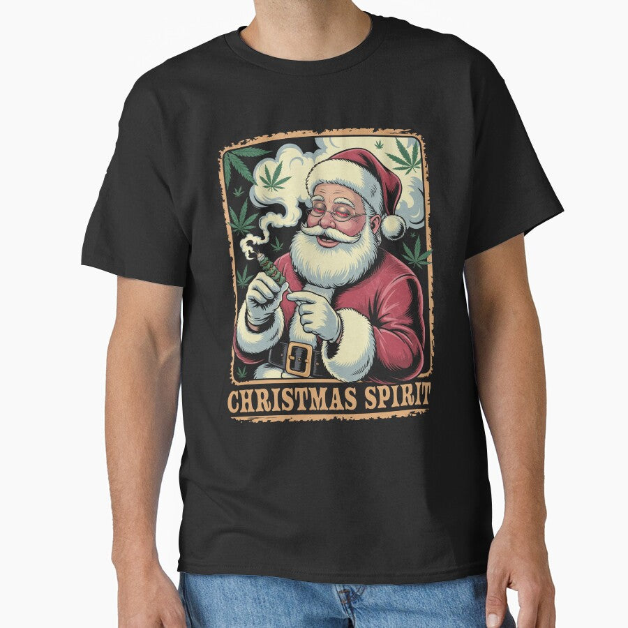 Christmas Spirit Funny Vintage Santa Claus Smoking by Ortigzitoun
