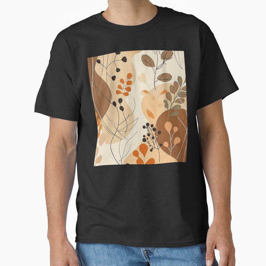 Boho Warm Earthtones Elegant Abstract Leaves Design Art by DEC02