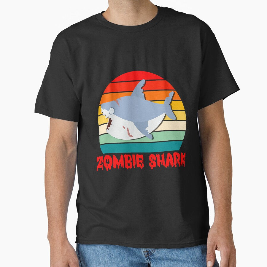 Zombie Shark Retro Sunset Vintage by BundlerVq