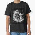 Celestial Mushroom Moon Mystical Crescent Moon and Stars Art by inkoutninja