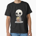 Chibi Skeleton Eating Popcorn | Funny Kawaii Halloween Design by ColorSplash123