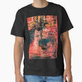 distressed t-shirt with red abstract painting by SocialStreet