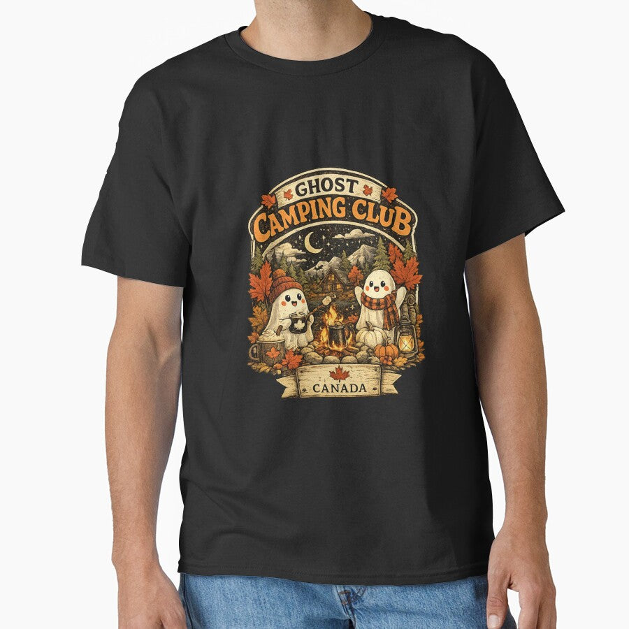 Ghost Camping Club Canada Halloween Cute Ghost Autumn Campfire Vintage by mocci10