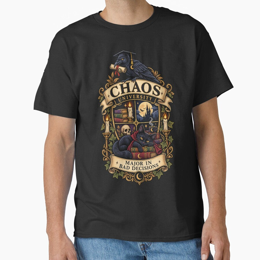 Chaos University | Major in Bad Decisions | Dark Academia Gothic College Crest by warlistop