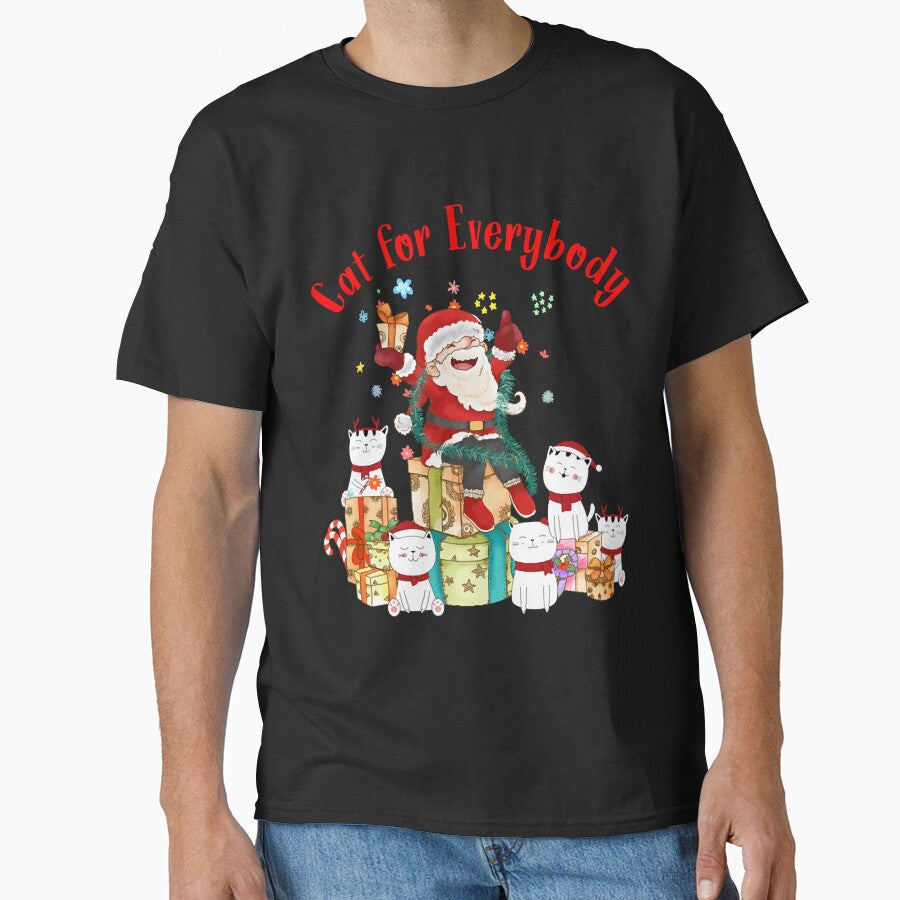 Christmas cat for everybody t-shirt Christmas Santa cat with Santa hat t-shirt Christmas cat by JudyJenni82877