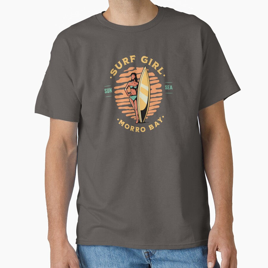 Surfer Girl Surfing Morro Bay California by CattlettArt