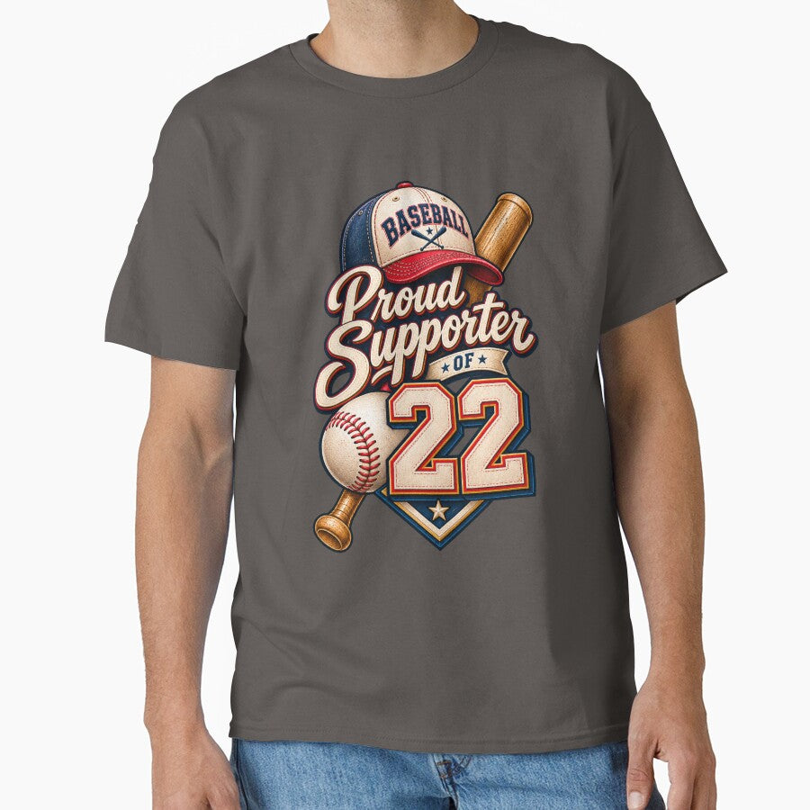 Proud Supporter of #22 – Vintage Baseball Player Number by HO•Designs