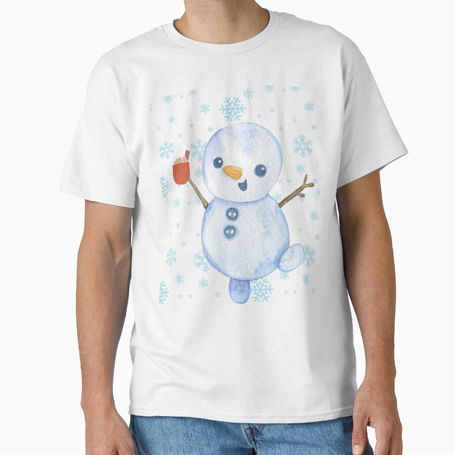Cute Watercolor Snowman Winter Christmas Art by     Sela Art