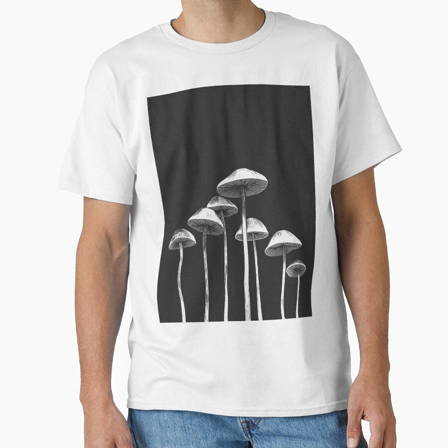 Dark moody mushrooms on black background - elf goth botanical cottage core forest goblin core goth whimsy fairy grunge emo night by Fantasy Cache