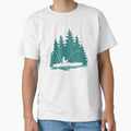 Kayak Fisherman Rural Forest Scene with Aqua Background by Sam Morrison