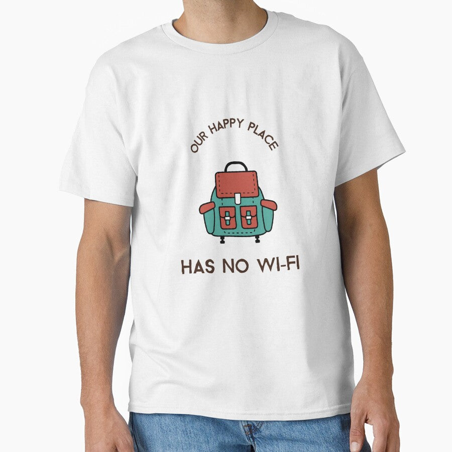 Our Happy Place Has No Wi-Fi Hiking Couple T-Shirt by Southside.Studio