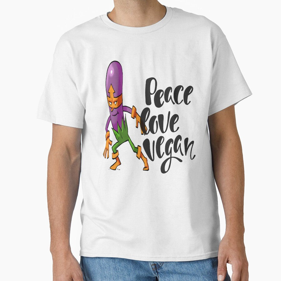 Peace Love Vegan Eggplant Hero Foodie Vegetable Superhero by ProjectX23