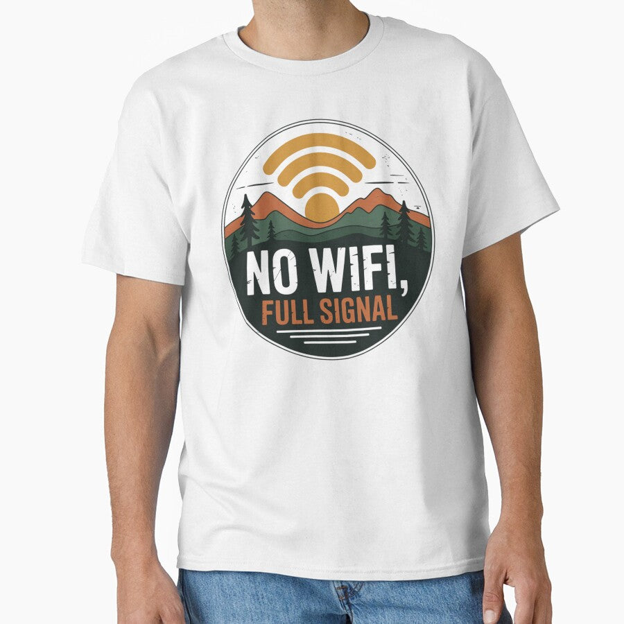 No WiFi, Full Signal – Vintage Funny Hiking Badge by CrunchyGoats