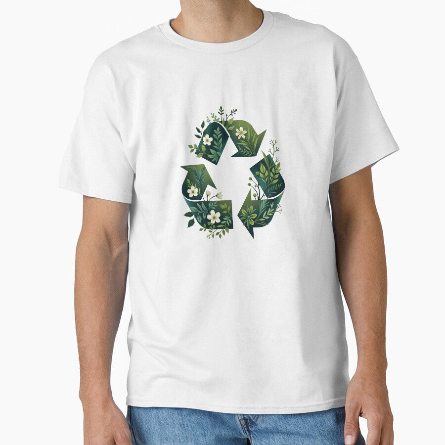 A Vibrant Recycling Symbol of Leaves, Flowers, and Vines by VibeTCreations