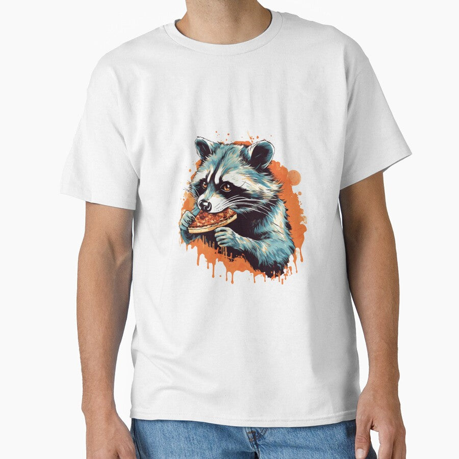 Raccoon eats pizza by Wanutcha Manochai