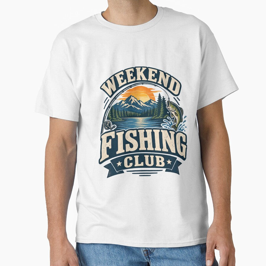 Weekend Fishing Club Vintage Fishing Lake Outdoor Adventure T-Shirt by youcefben48