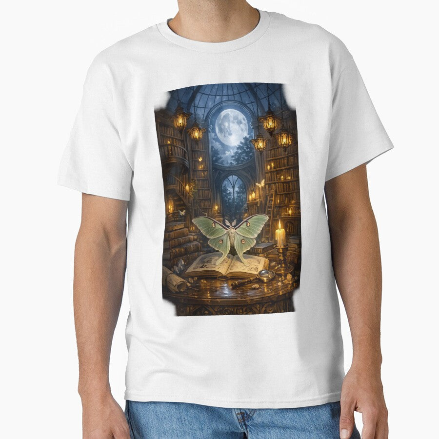 Moonlit Luna Moth Library Dark Academia Dream by StickyGuys