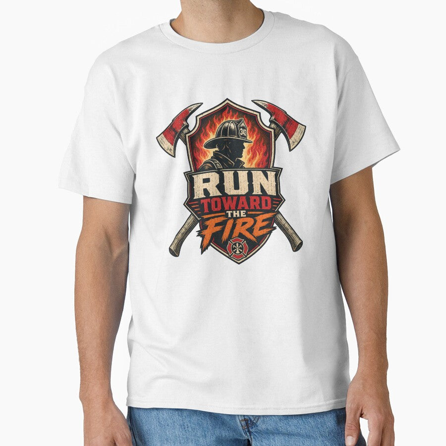 Firefighter Run Toward The Fire Motivational Slogan gift for Firefighter by LD ART