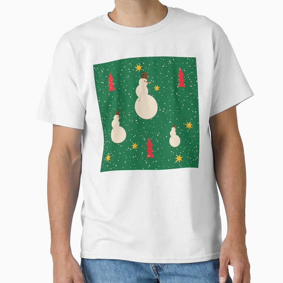 Green Christmas Snowman Pattern by photossmirnov