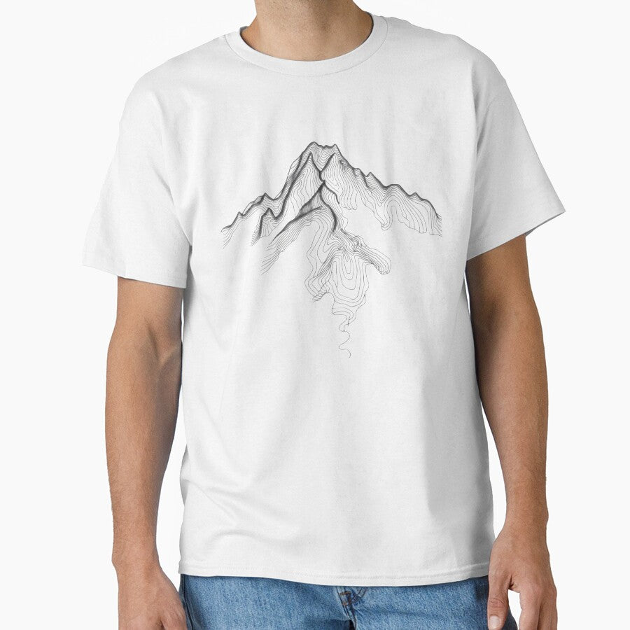 Minimalist Topographic Mountain Line Art by Evergreen Horizon Works