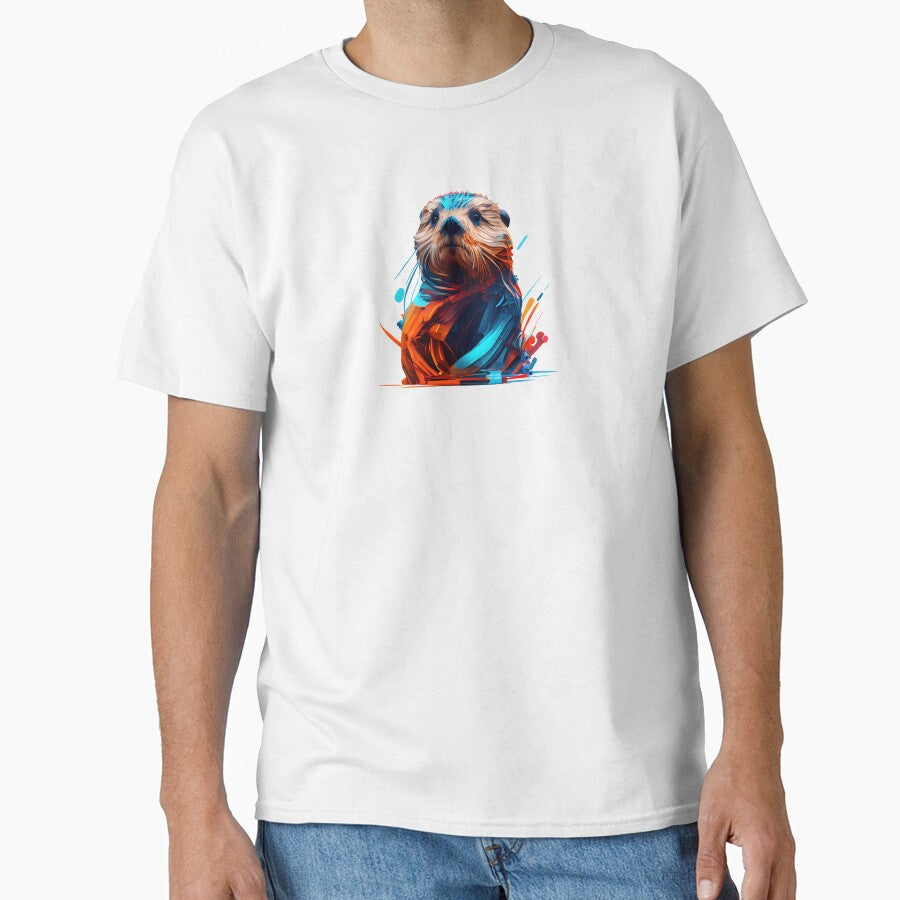 Abstract Sea Otter Art: A Colorful Twist on Wildlife Imagery by FiveIntentions