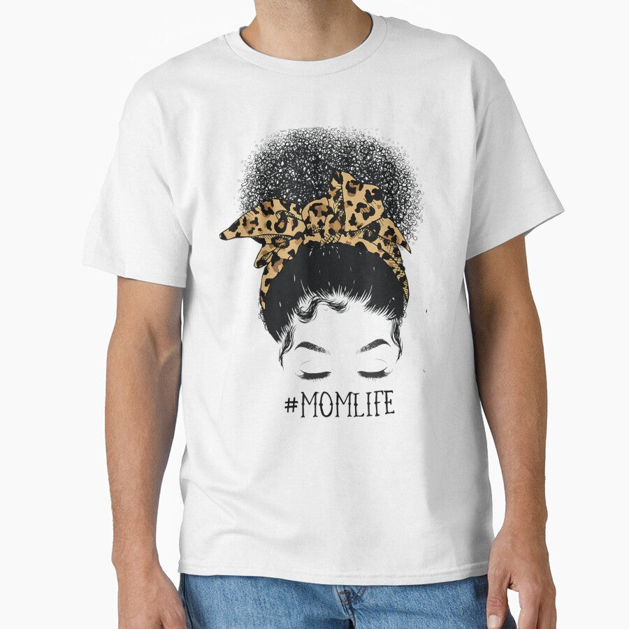 Afro Mom Life Messy Bun Leopard Funny Black Mom Mothers Day by Kezichy