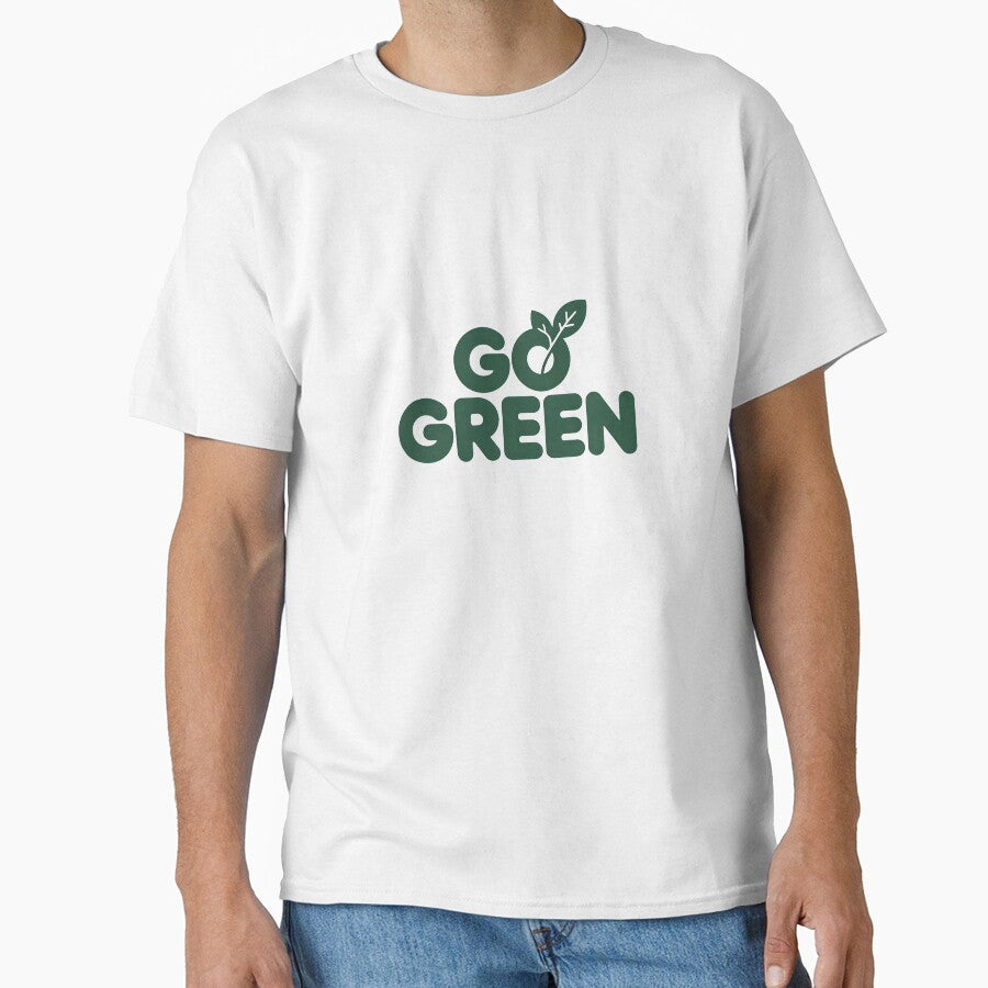 Go Green Minimalist Leaf Typography Art by Nuvoro Eco Awareness