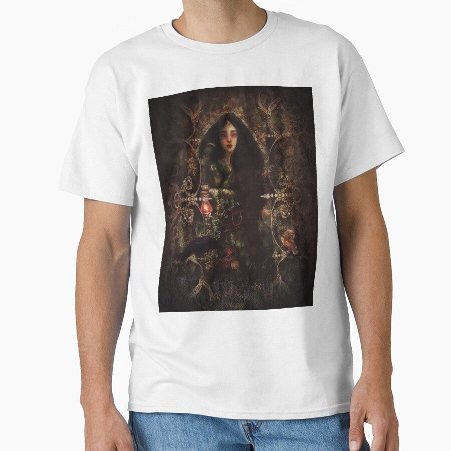 The Gathering: Forest Sorceress Gathers Wild Flowers With Raven and Owl by Monica Laipple