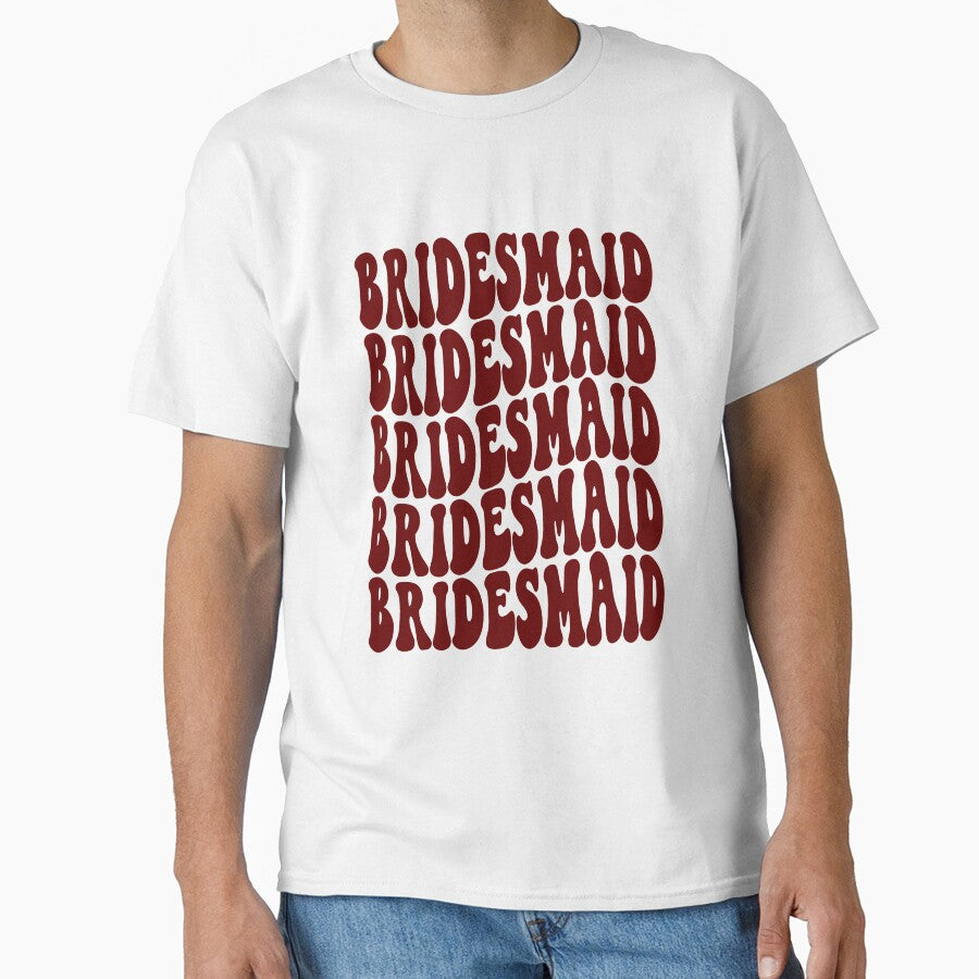 Bridesmaid Dark Red Retro Graphic Bridal Party Gifts for Bachelorette Party by mysticblvd