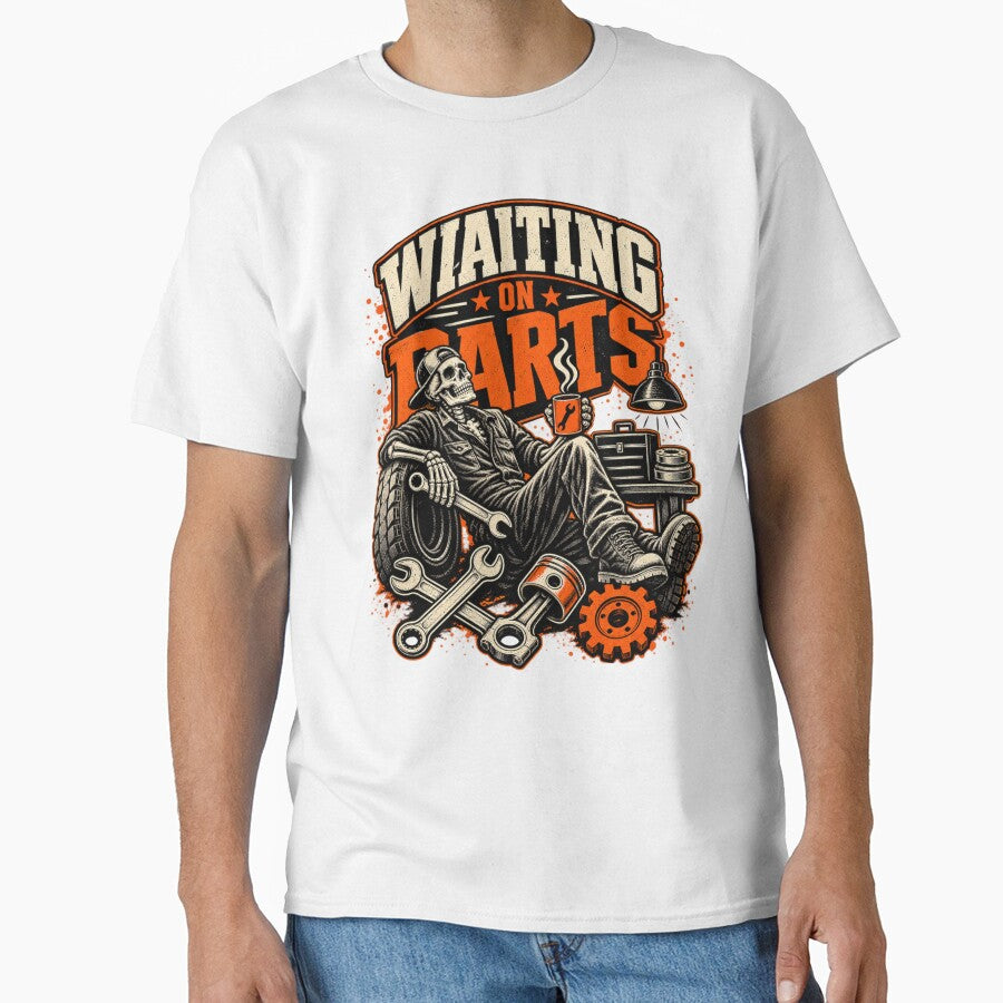 Waiting on Parts Funny Skeleton Mechanic Auto Repair Garage by Putin-07