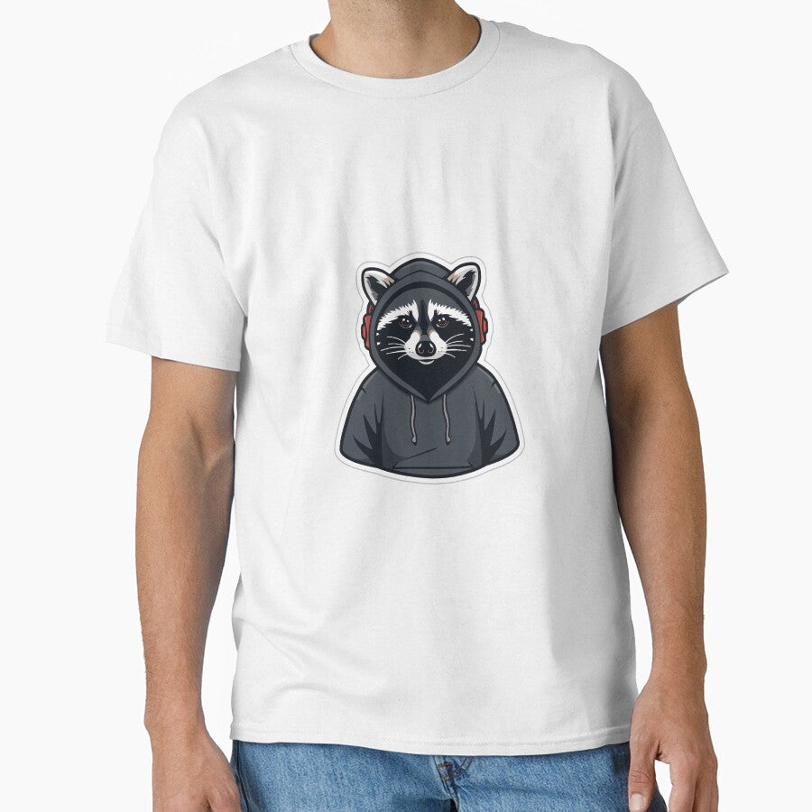 Cool Raccoon Wearing Hoodie and Headphones Sticker Illustration by DigitalStudioZT