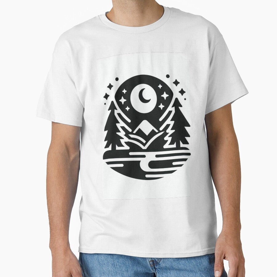 Mystical Forest Crescent Moon - Spiritual Landscape Nature Mountain Adventure by Lyvion design
