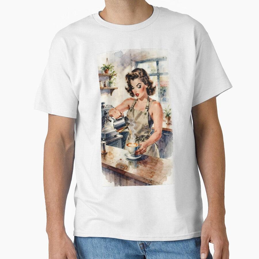 Retro Pin-Up - Barista Lady by AiFantasticArt