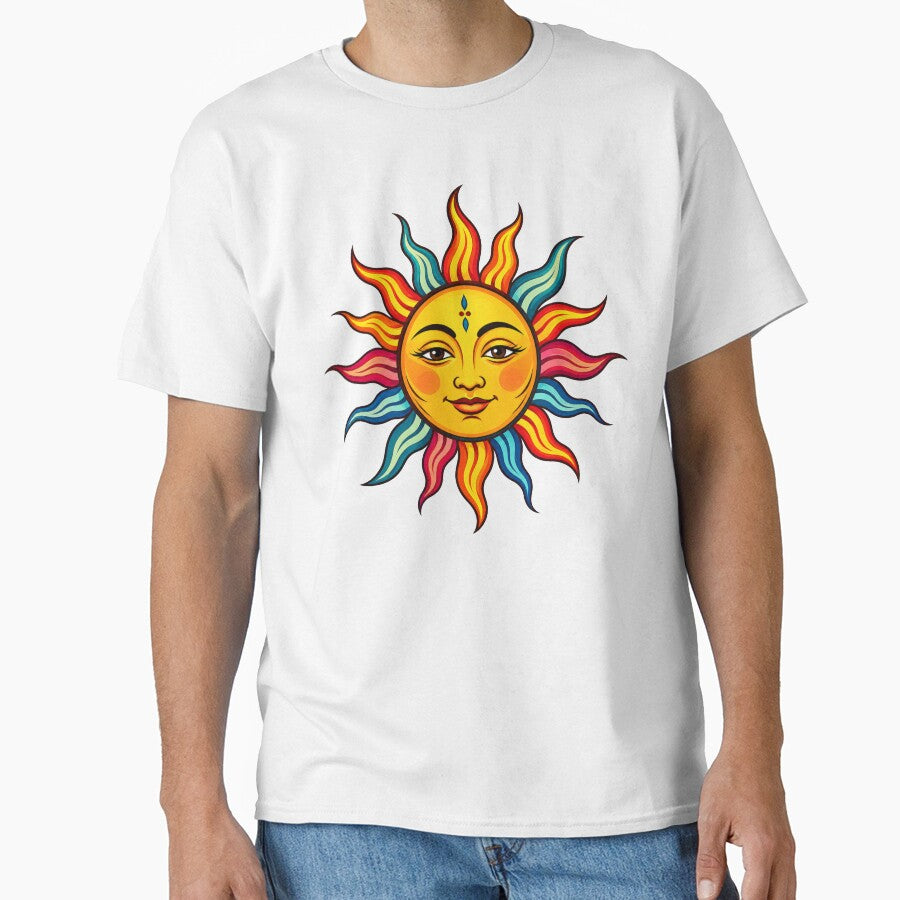 Bohemian Sun Face Celestial Symbol by Myra365Art