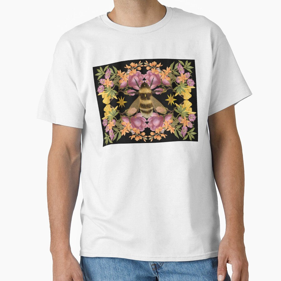 Golden Bumblebee Illustration With Botanical Floral Wreath by Grin Katalina Floral Patterns & Cozy Art