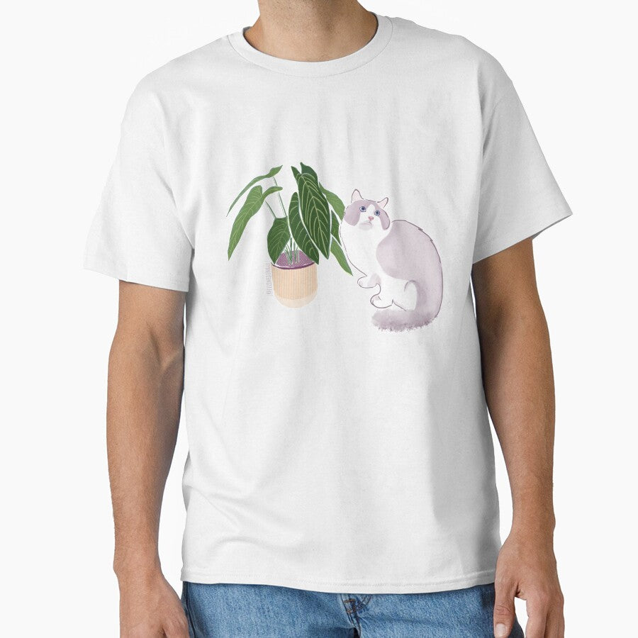 Cotton Candy Cat & Plant by felinejungle