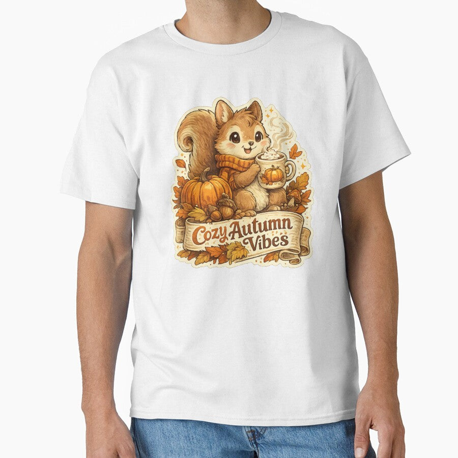 Cozy Autumn Vibes Cute Squirrel with Pumpkin Spice Coffee | Fall Aesthetic Vintage by Mahmoud Salah