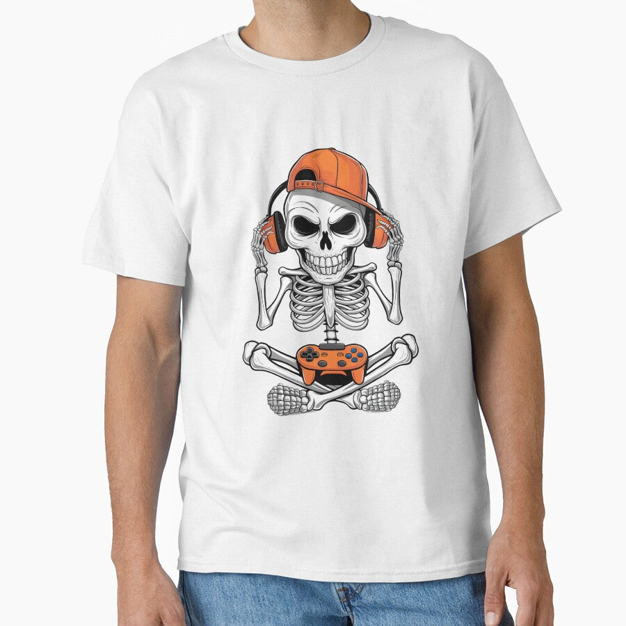 Halloween Skeleton Gamer Video Gaming Boys Men Kids Teens by clothesy7