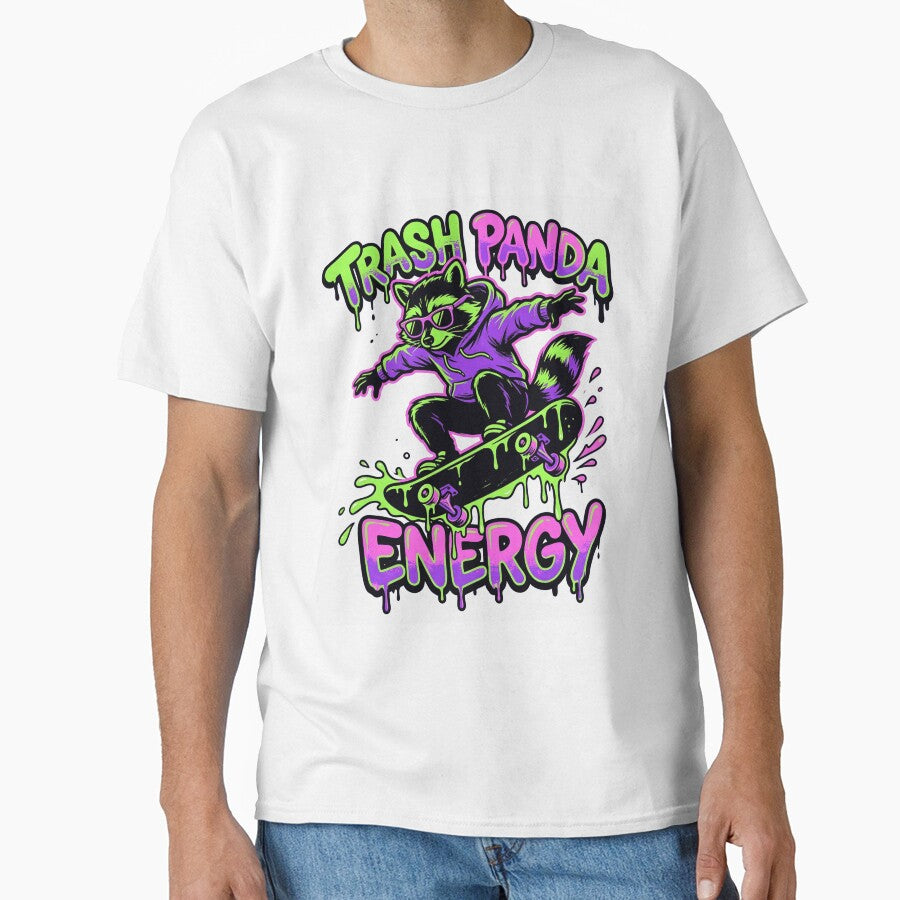 Funny Raccoon Design Trash Panda Energy, Cute Animal Meme Gift, Raccoon Lover Graphic Tee by AsturShop