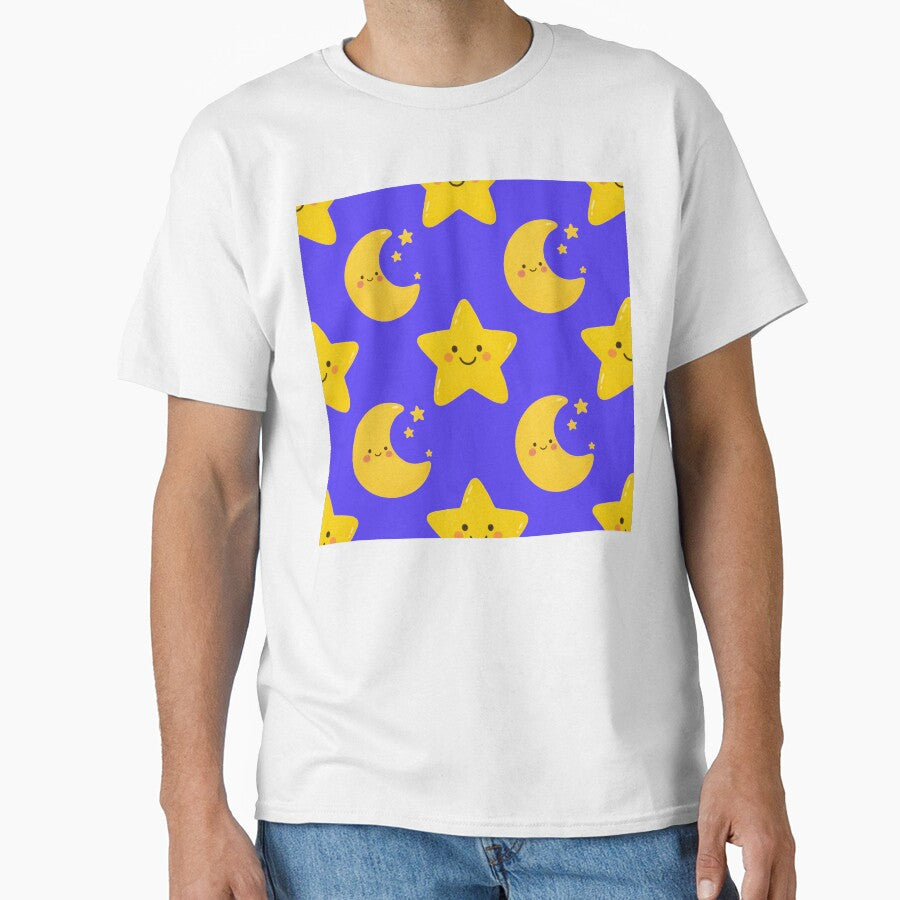 Kawaii Moon and Stars Celestial Pattern by jianina-alondra