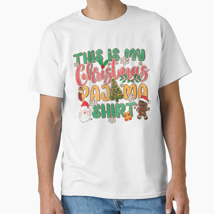 Funny Christmas Pajama Santa Gingerbread Vintage Family Matching Pj Tops by MichalwSatterf