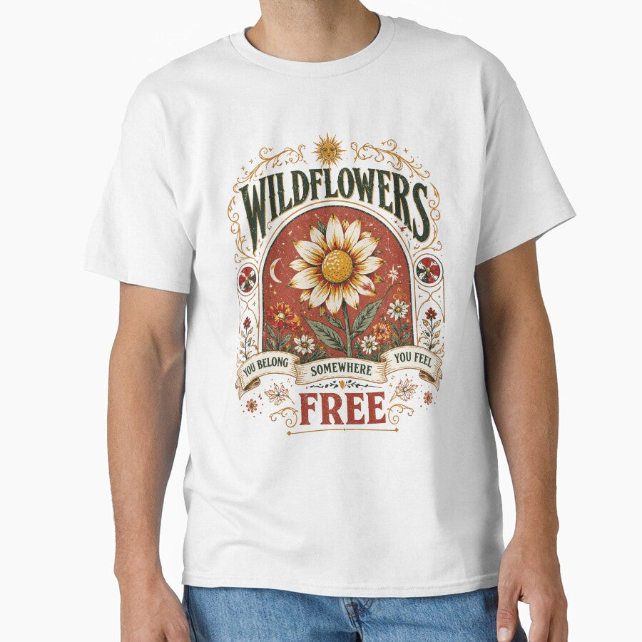 Retro Wildflowers You Belong Somewhere Feel Free by ZENVIRART