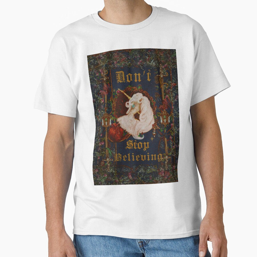 Dark Academia Meme Art Illuminated Manuscript Unicorn Don’t Stop Believing Fantasy Art by Monica Laipple