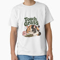 Touch Grass Sarcastic Kawaii Cat Sticker | Black Glasses by Ashley critters
