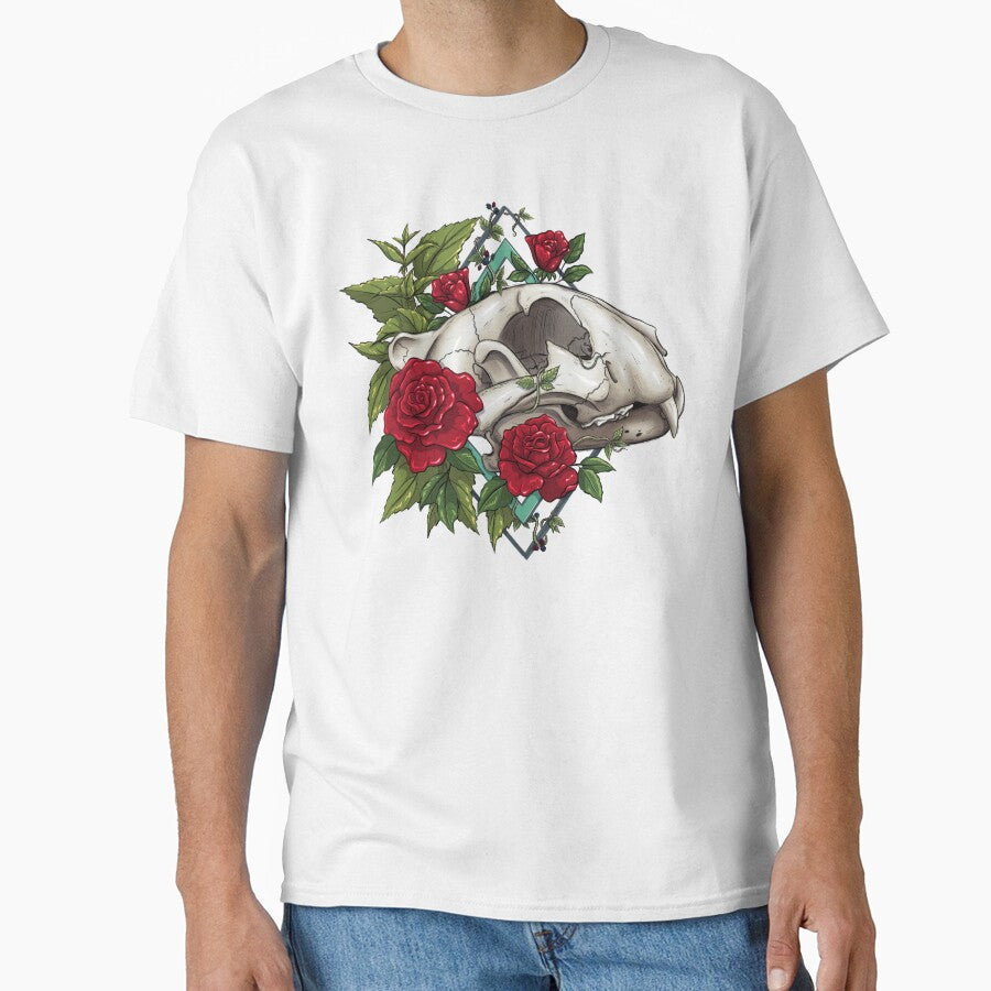 This Rose Has Thorns | Tiger Skull Design | Skull and Botanicals Illustration by Karli Mogen