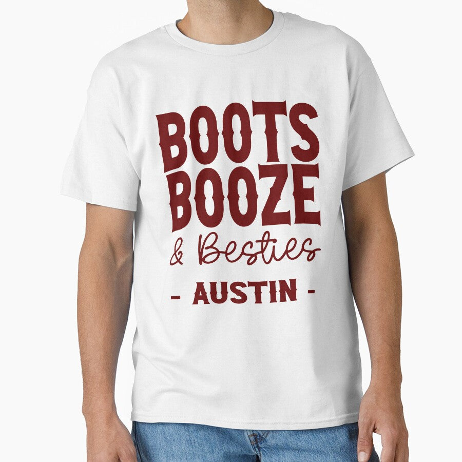 Austin Bachelorette Party Dark Red Boots Booze and Besties Country Western Design by mysticblvd