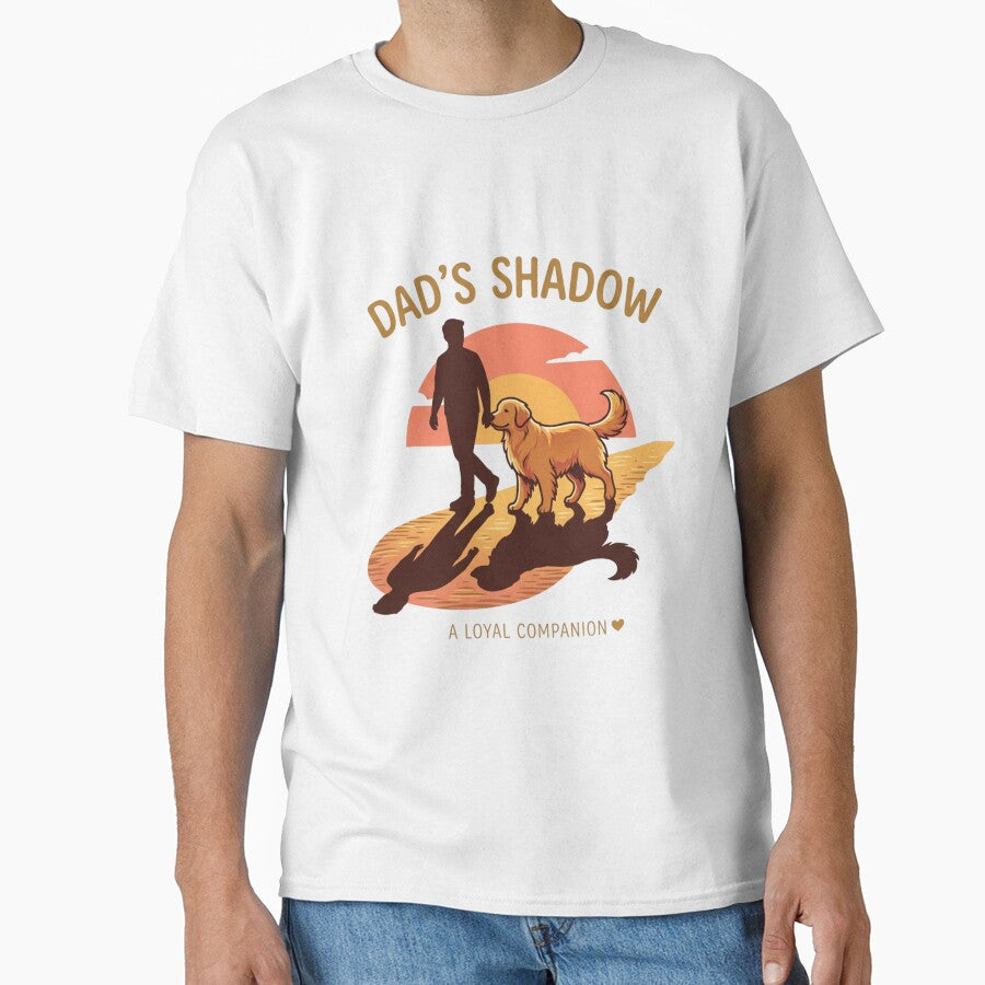 Dad's Shadow Golden Retriever Dog Dad Emotional T-Shirt by Ashley critters